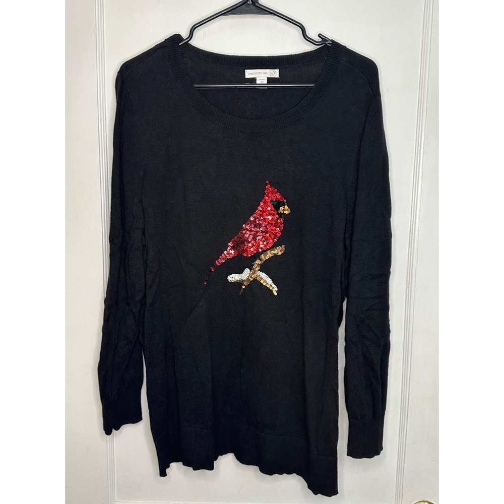 Westport Woman 1962 Size 3X Black Sequin Winter Cardigan Sweater